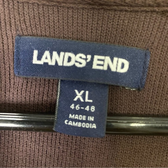 Men's Lands End Brown Pull Over Quarter Zip Sweater Size XL Business Casual - Picture 6 of 14
